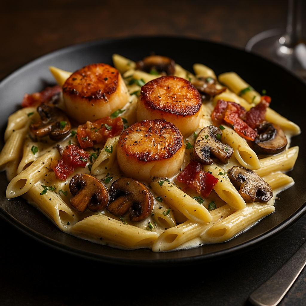 Scallop Alfredo at Elody Restaurant Saratoga Springs