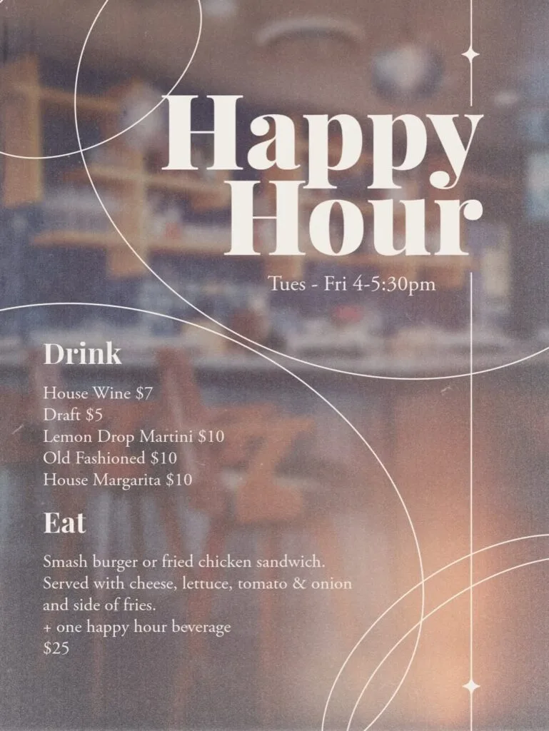 Elody Happy Hour Saratoga Springs Menu